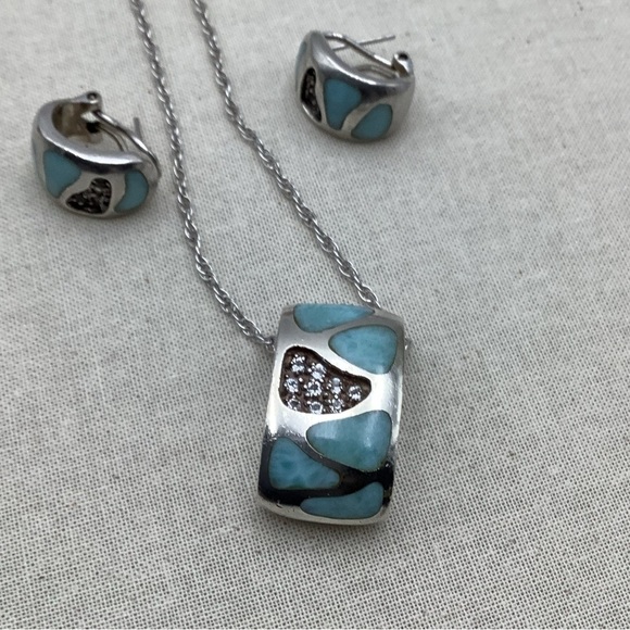 🎄🎄Vintage 925 Sterling Silver and Blue Jewelry Set - Picture 3 of 6